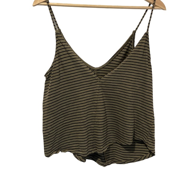 Zara Olive Green Striped Tank Top Size S - Picture 3 of 7